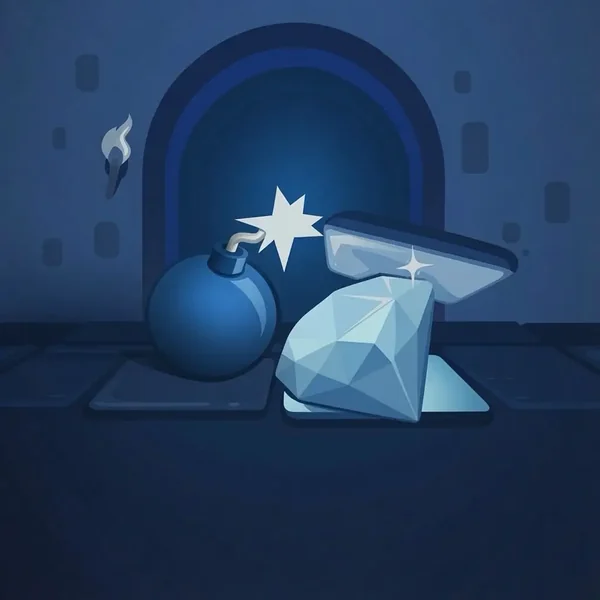 Mines game tile with a bomb and a gem