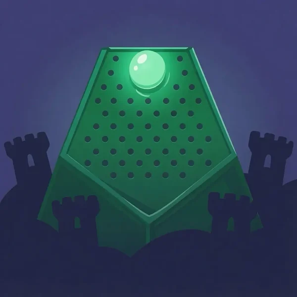 Plinko game tile with a ball dropping into the pin field